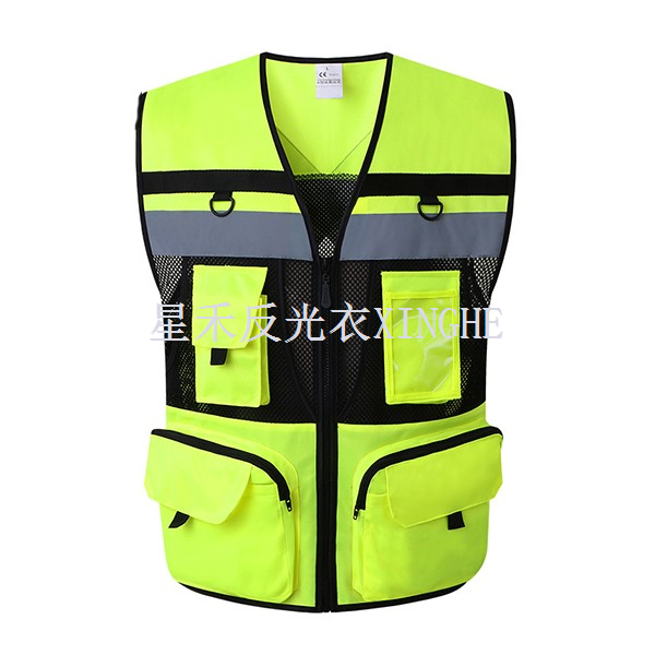 Odsevni jopič Prometni patruljni jopič z več žepi