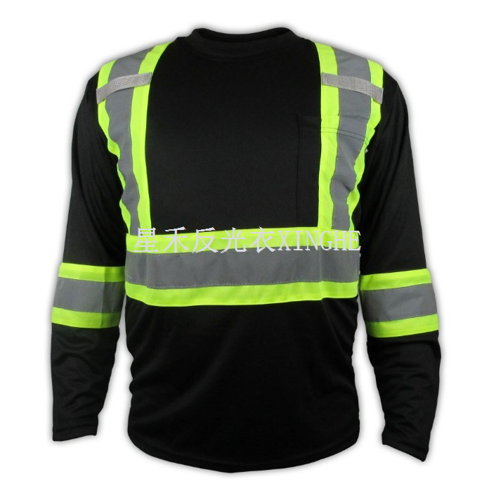 Черная защитная рубашка повышенной видимости