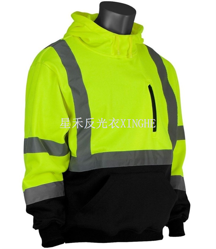 Φούτερ με αντανακλαστικό μαύρο κάτω μέρος πουλόβερ με κουκούλα