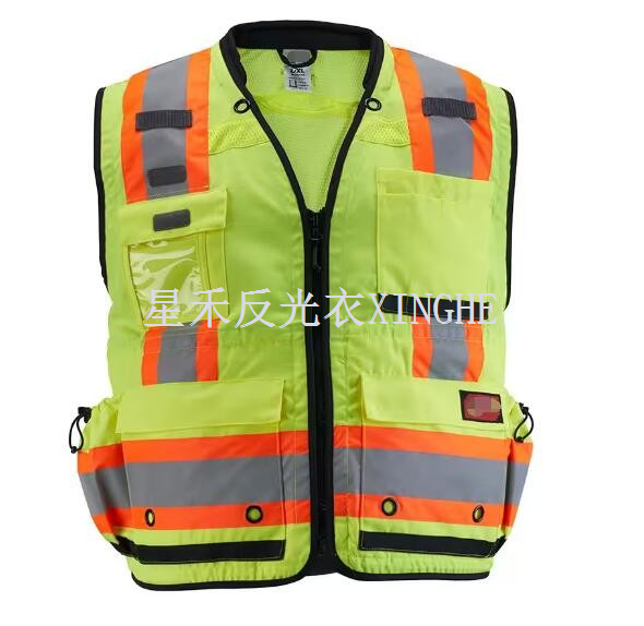 Gelbe Warnweste für Vermesser der Klasse 2 mit 27-Taschen